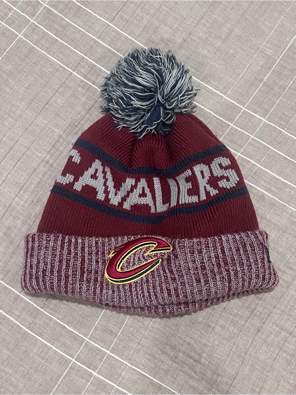 Maroon Pom Knit Beanie Hat